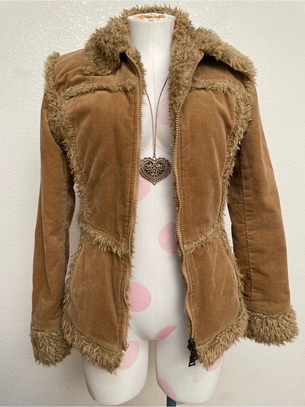Paris Blues Tan Faux Shearling-Trim Jacket